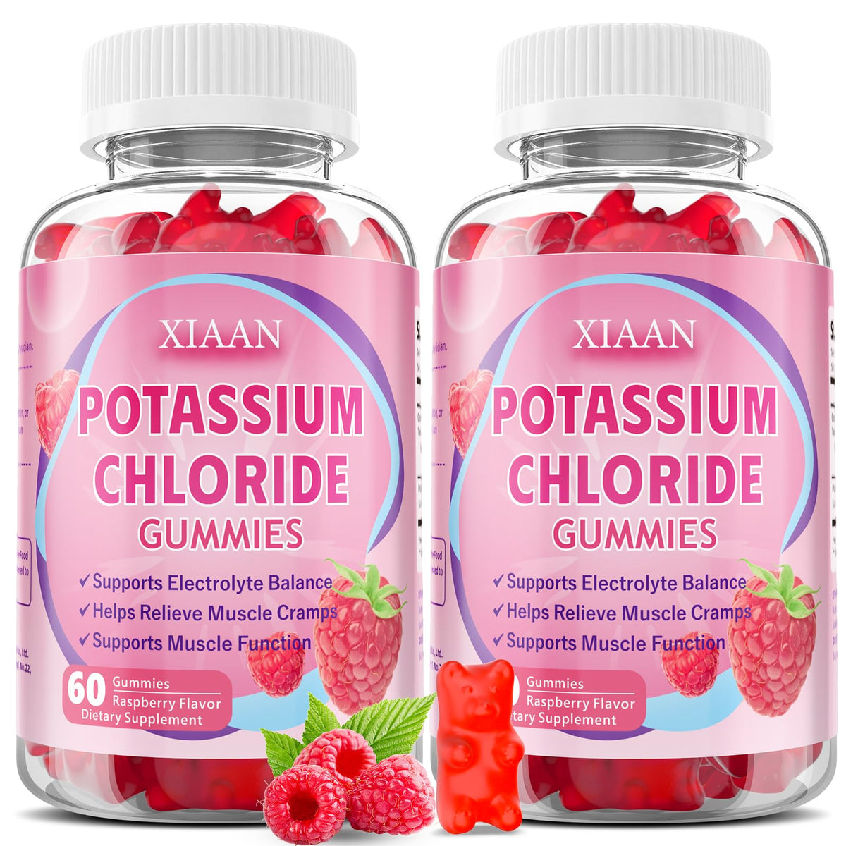 XIAAN frasco frontal con gominolas, presentación clara y consumo práctico