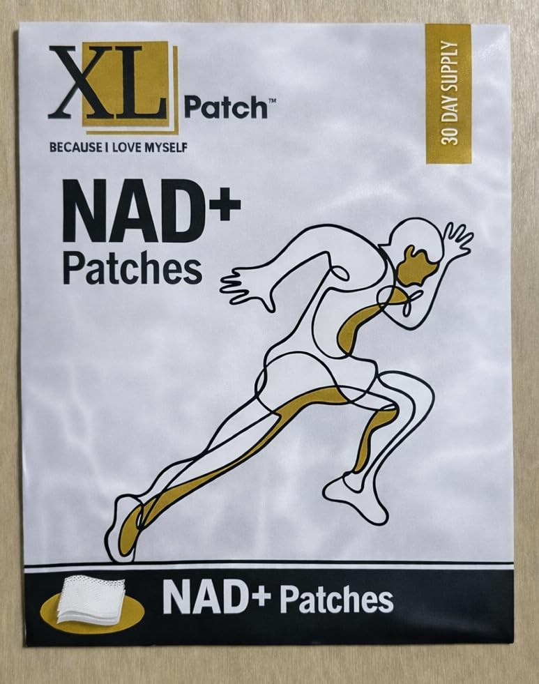 XLPATCH empaque frontal mostrando 30 parches y beneficios portátiles