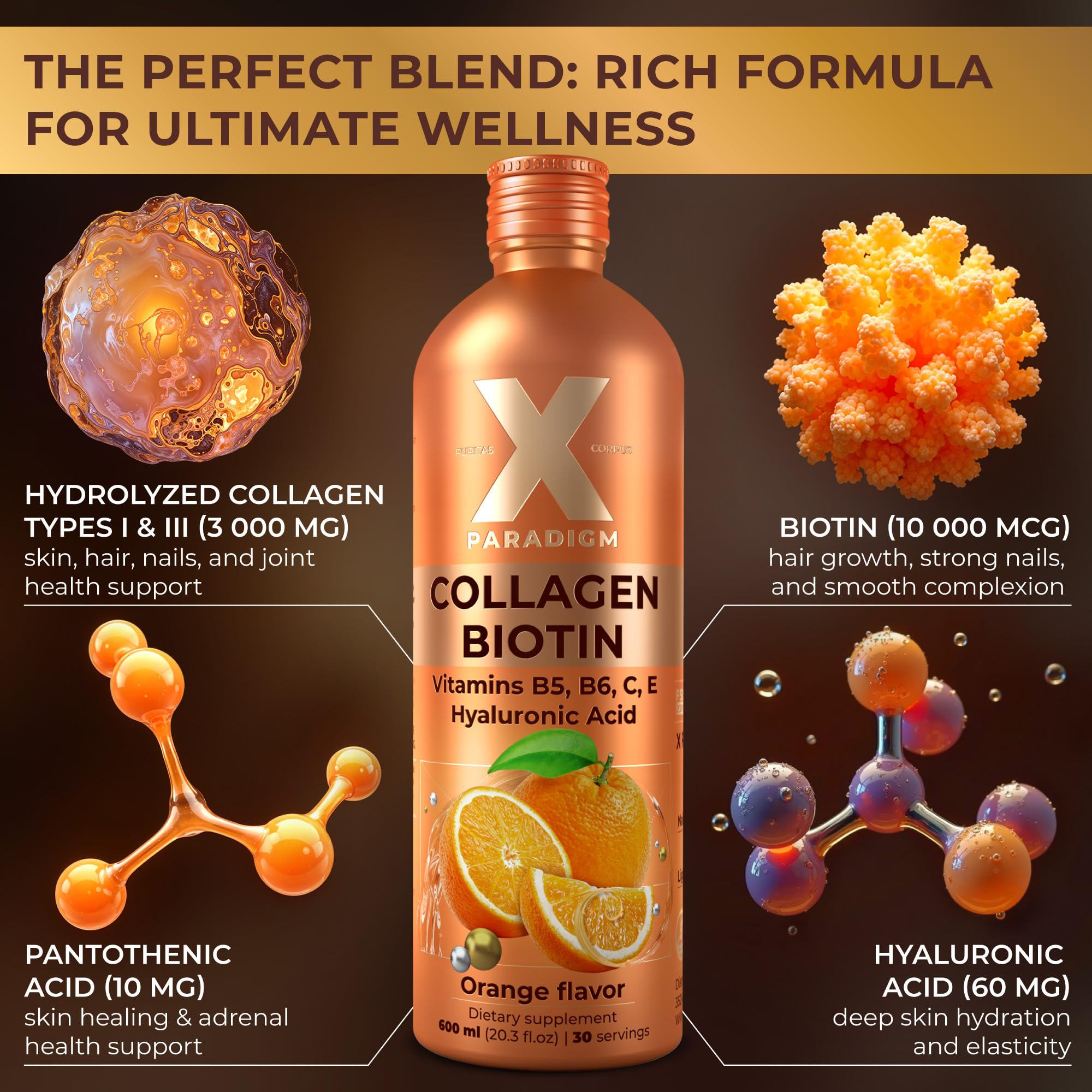 XParadigm Puritas Corpus etiqueta nutricional detalle con ingredientes y beneficios
