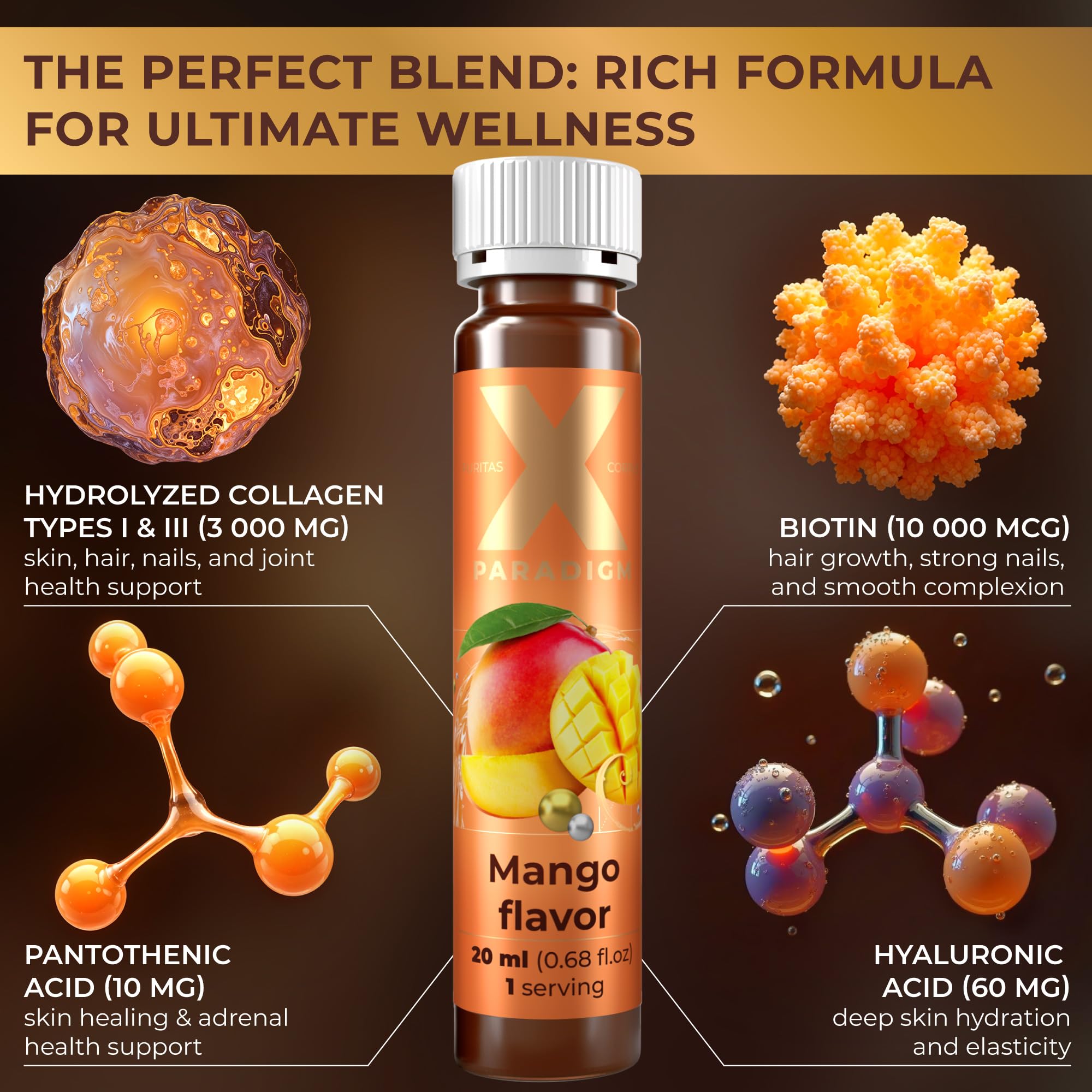 XParadigm Puritas Corpus etiqueta legible con ingredientes clave y beneficios
