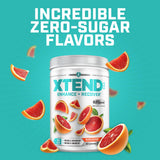 Etiqueta Xtend Blood Orange con ingredientes y beneficios visibles