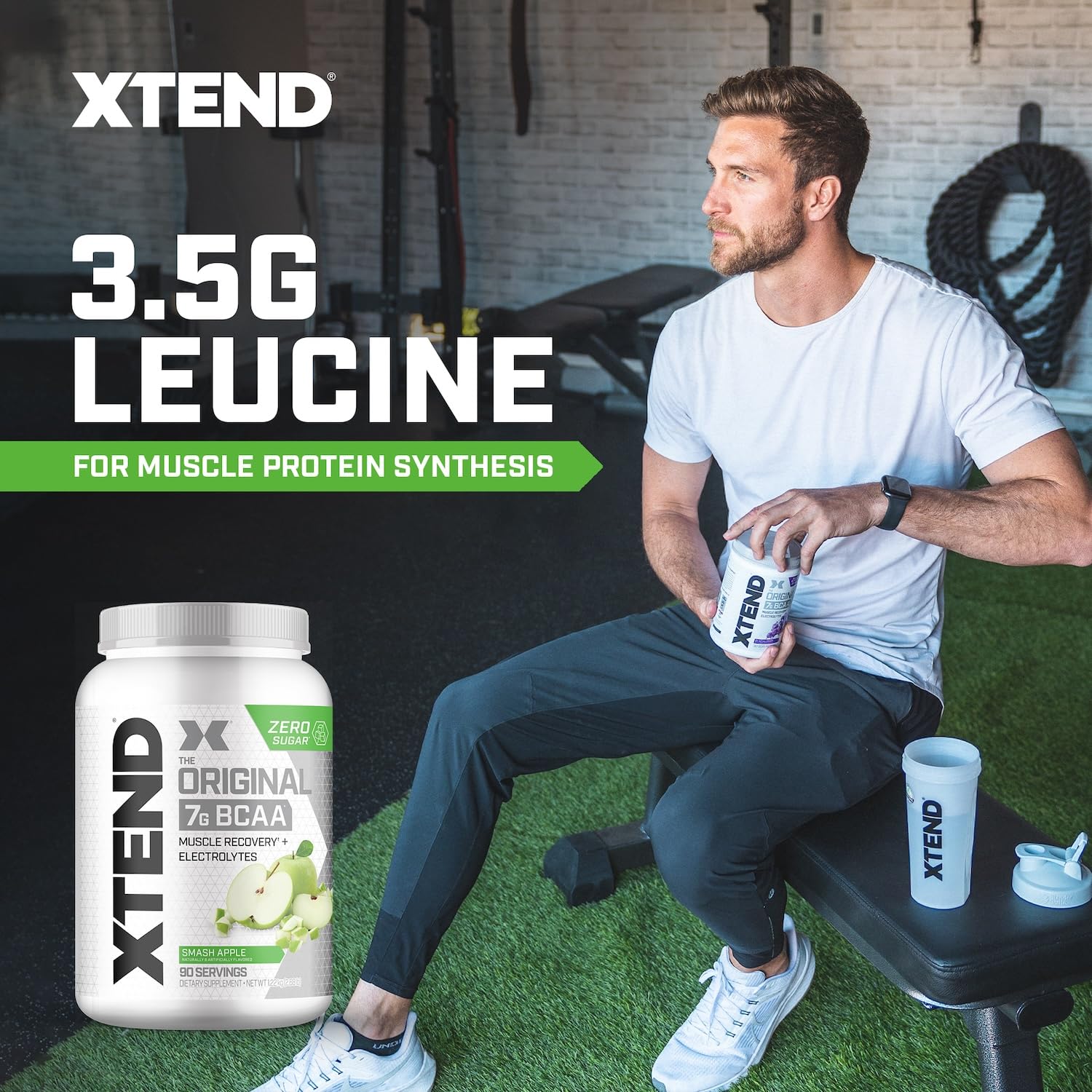 Detalle de la etiqueta Xtend con ingredientes y certificaciones visibles
