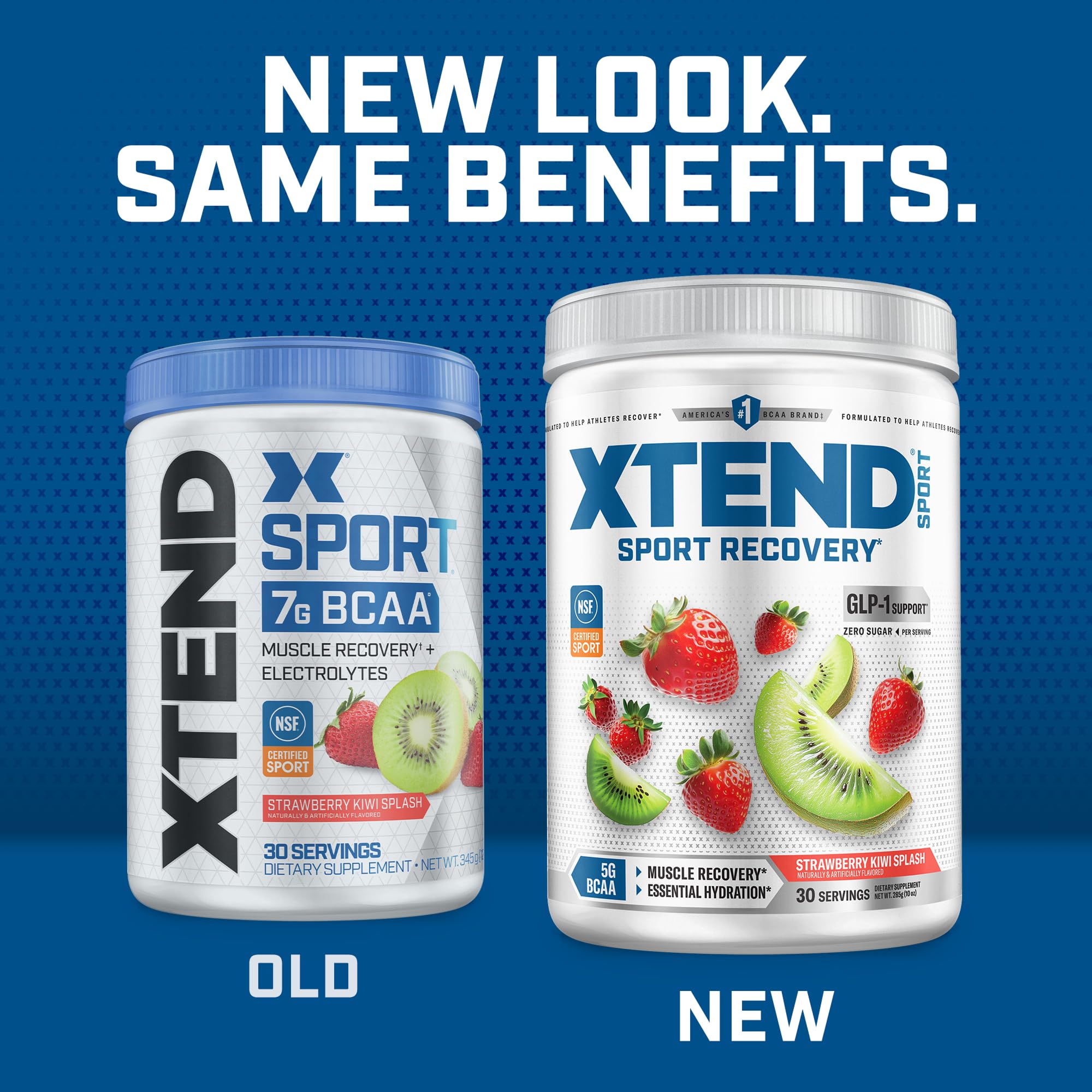 Xtend bote junto a scoop para comparar tamaño y porciones por servicio