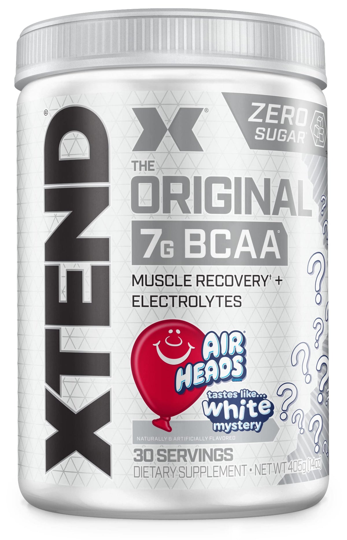 Xtend envase frontal Airheads mostrando la marca y el sabor sin azúcar