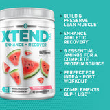 Xtend etiqueta con información nutricional indicando 9 aminoácidos esenciales