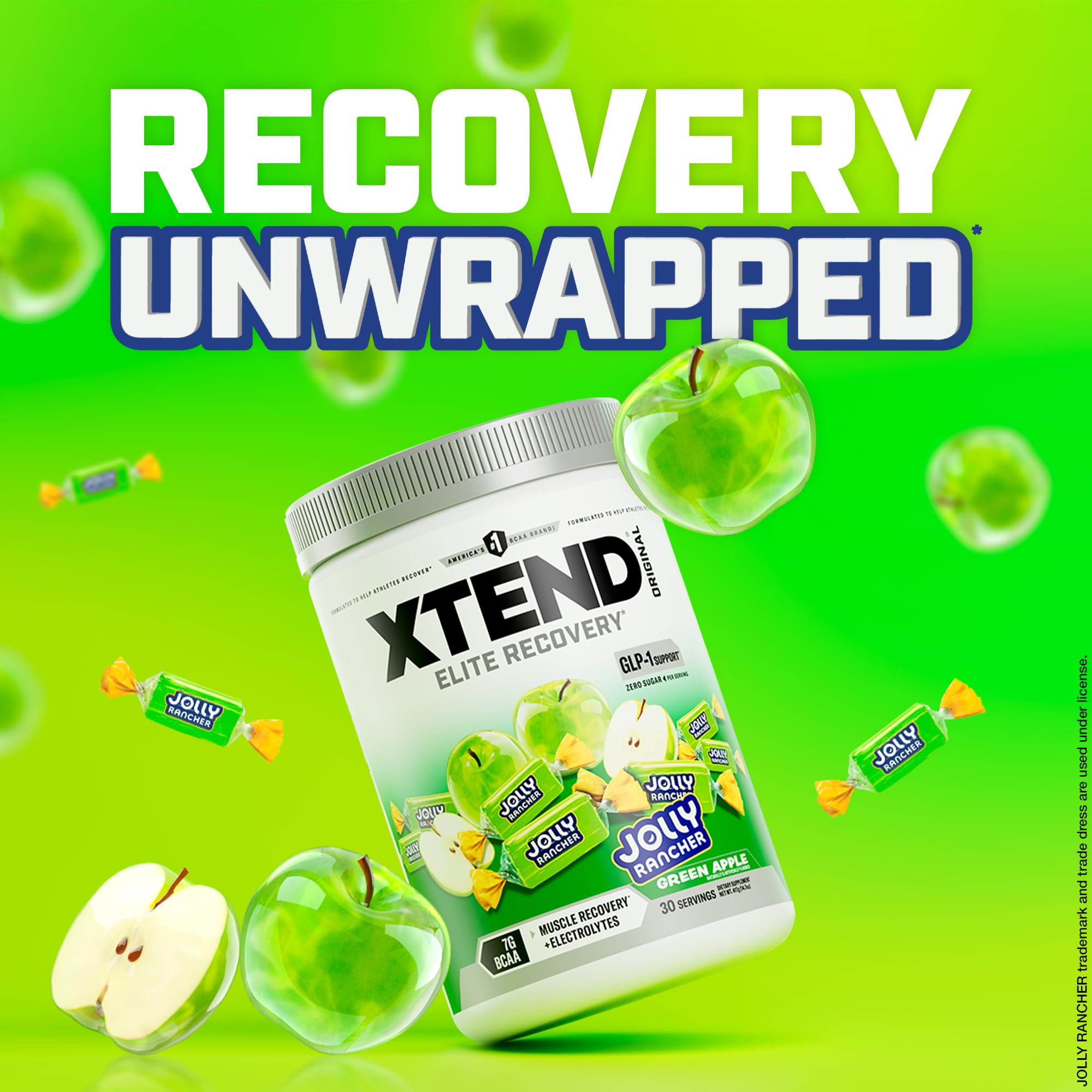 Xtend etiqueta e información nutricional mostrando BCAA, glutamina y sin azúcar