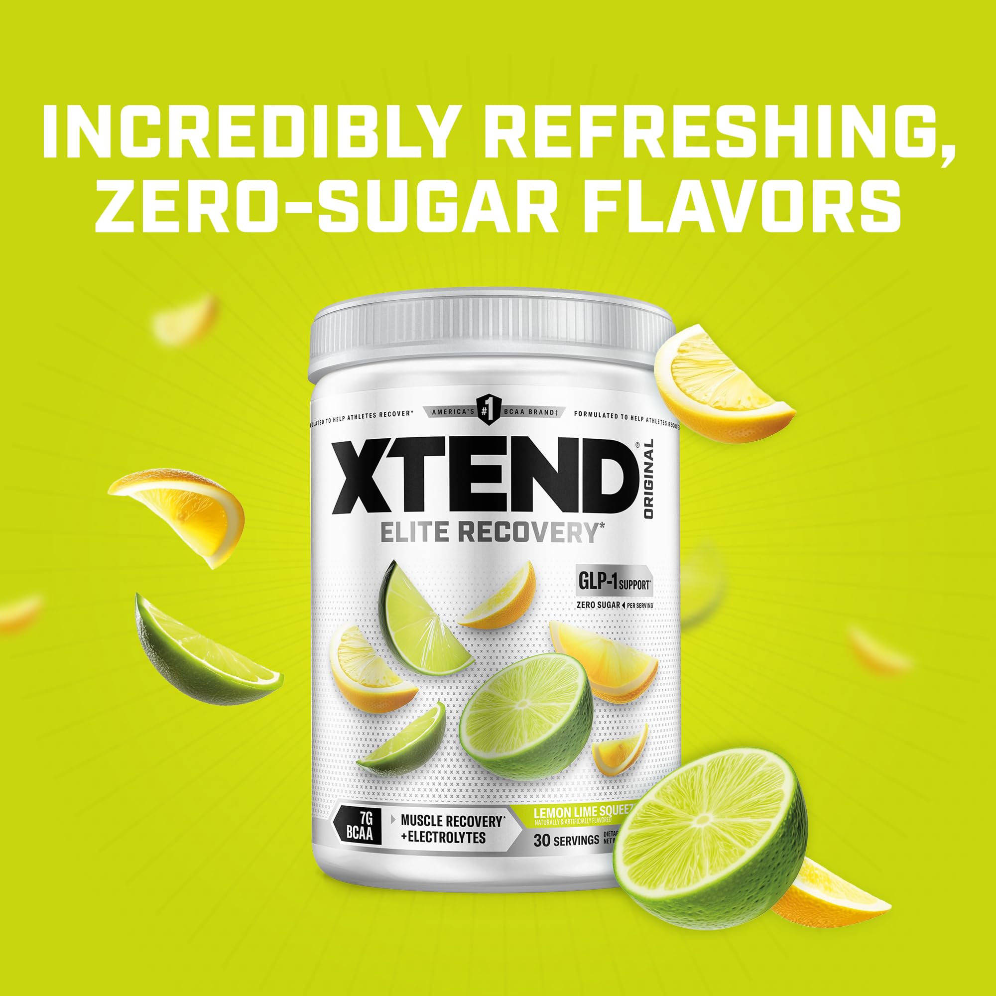 Etiqueta de Xtend con ingredientes y certificaciones NSF e Informed‑Choice visibles