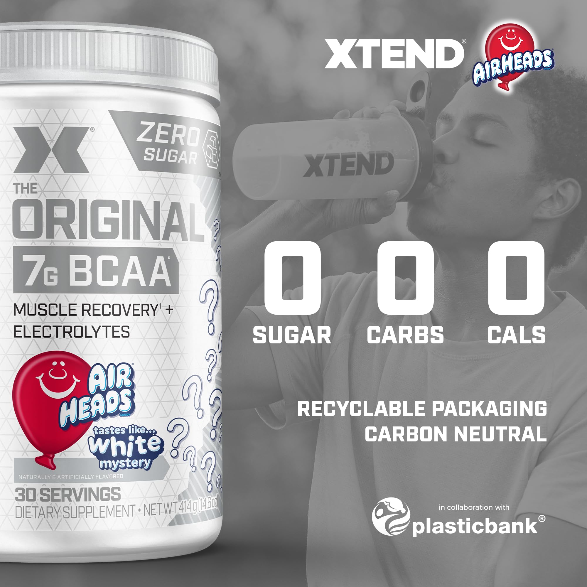 Xtend etiqueta nutricional detalle con 7g BCAA y 2.5g glutamina