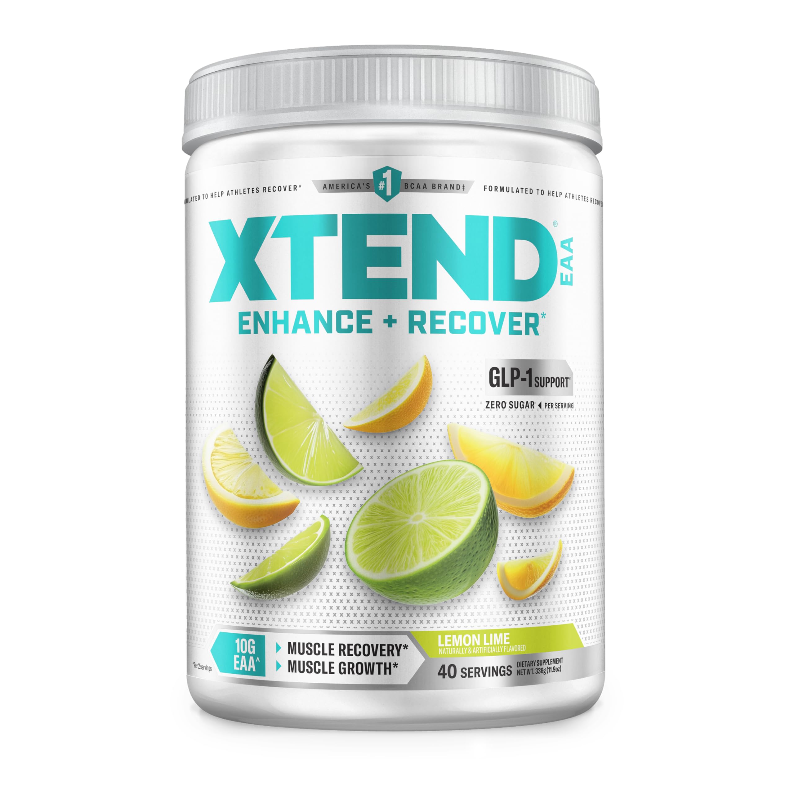 Xtend envase frontal Lemon Lime mostrando instrucción y beneficio de recuperación