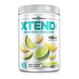 Xtend envase frontal Lemon Lime mostrando instrucción y beneficio de recuperación