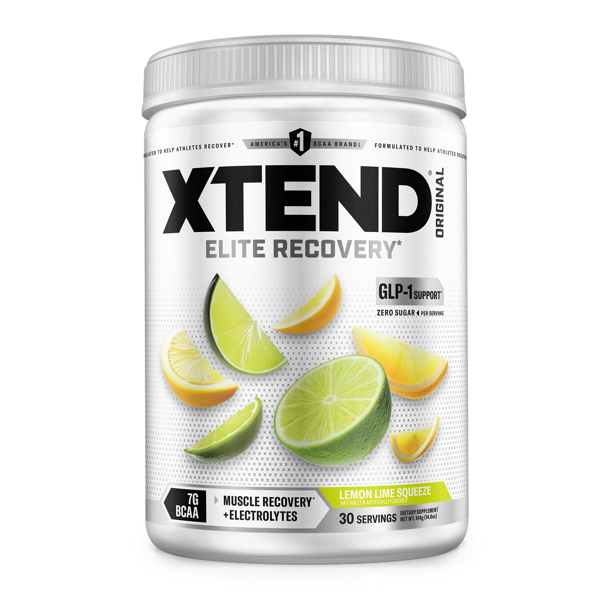 Xtend envase Lemon Lime Squeeze vista frontal mostrando 30 servicios y beneficios
