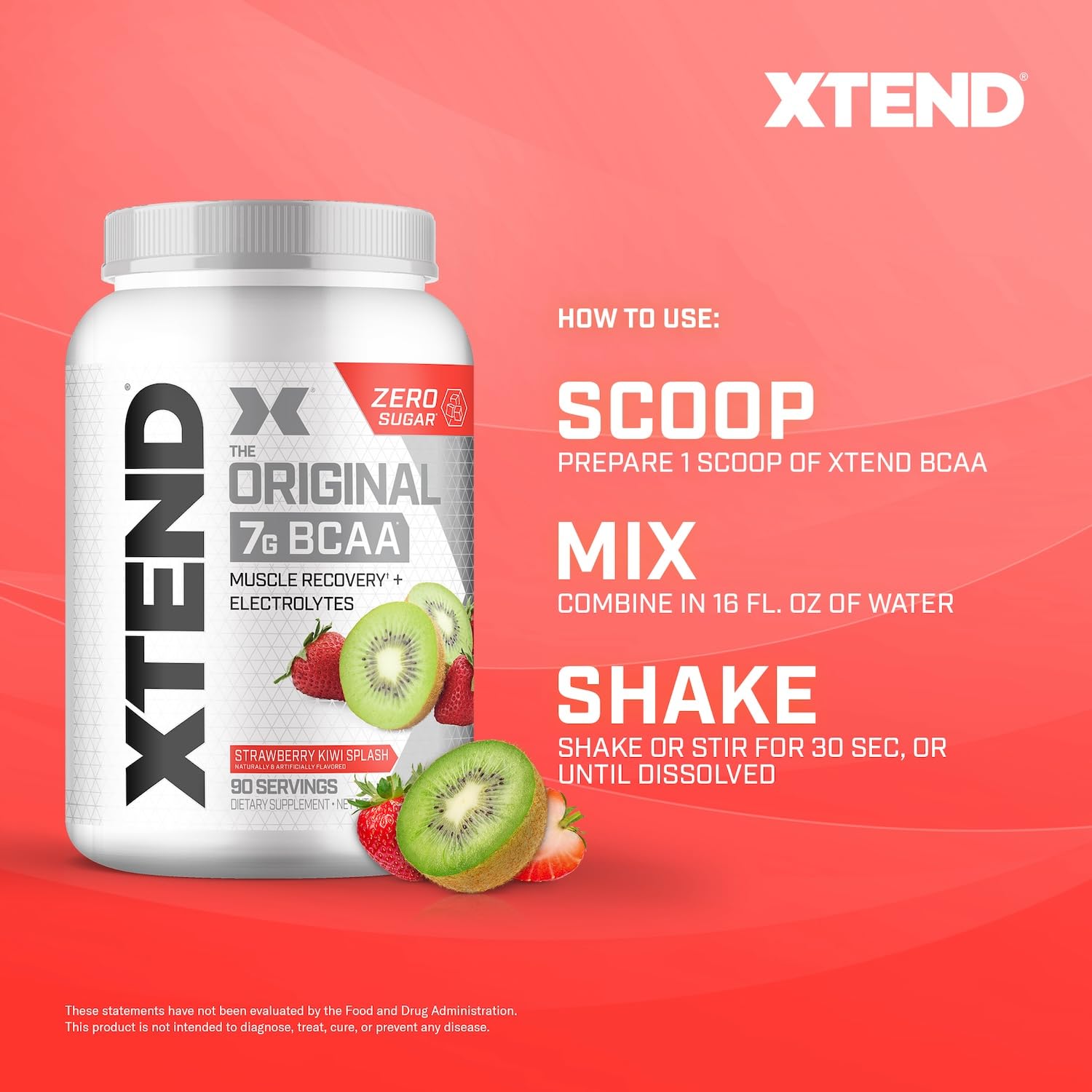 Xtend cucharada y sachet con ingredientes destacados para recuperación