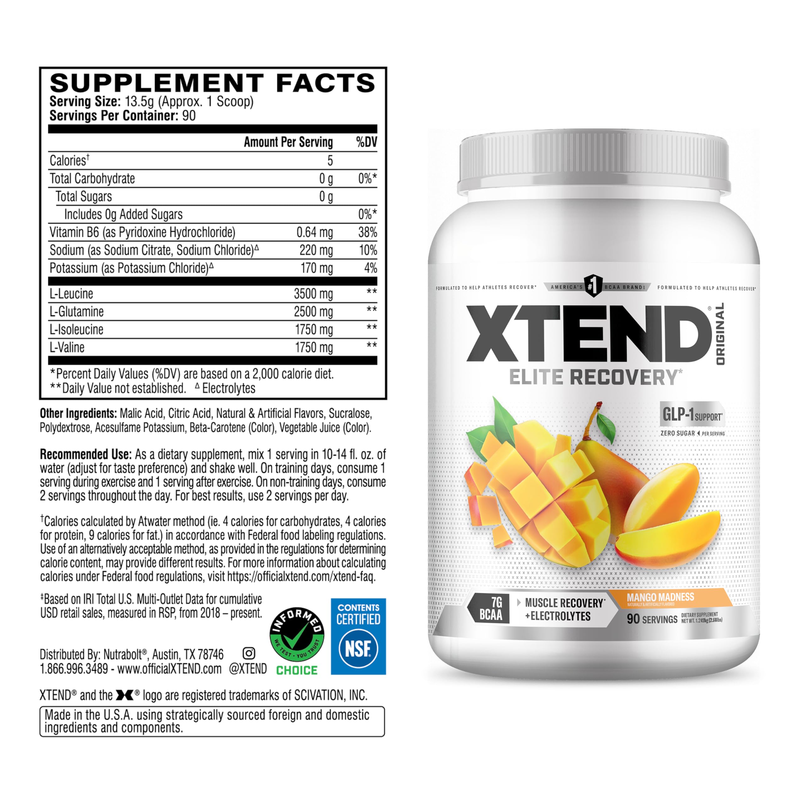 XTEND polvo mango textura cercana para mezclar y disolución rápida