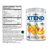 Xtend polvo mango textura cercana que muestra disolución rápida y pureza