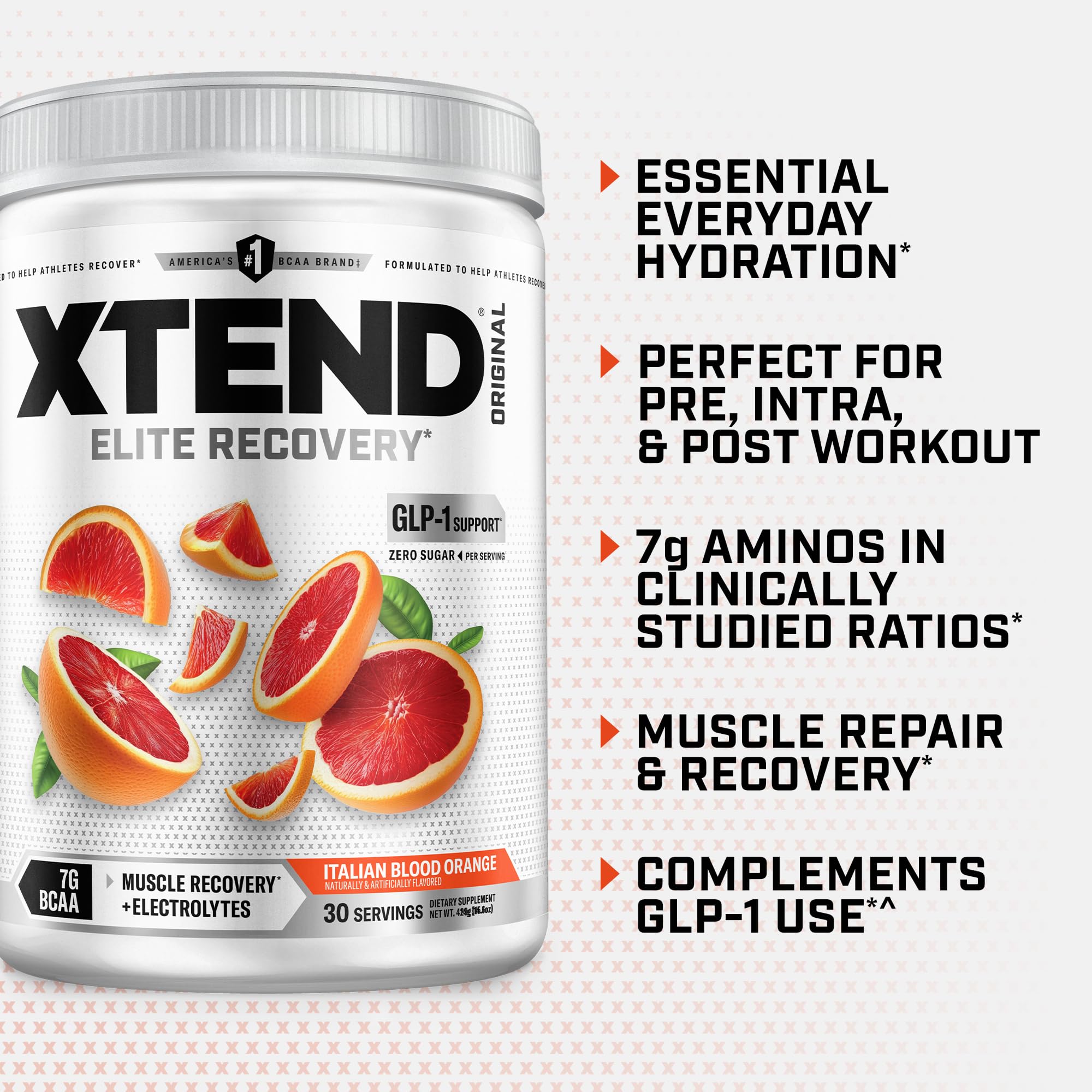 Xtend envase junto a medidor para comparar tamaño y cantidad por servicio