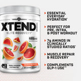 Xtend envase junto a medidor para comparar tamaño y cantidad por servicio