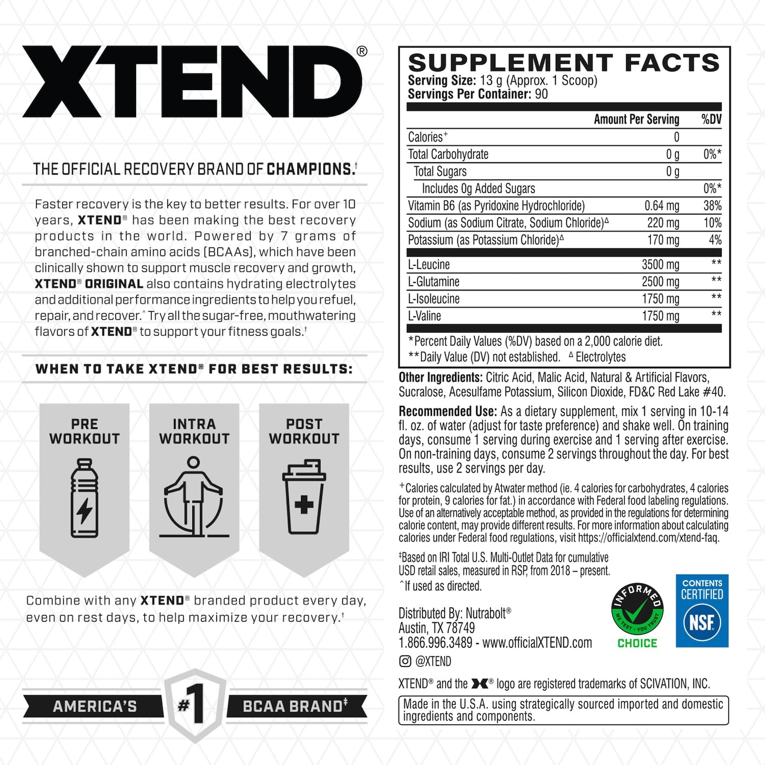 Xtend primer plano del polvo mostrando textura fina y fácil disolución