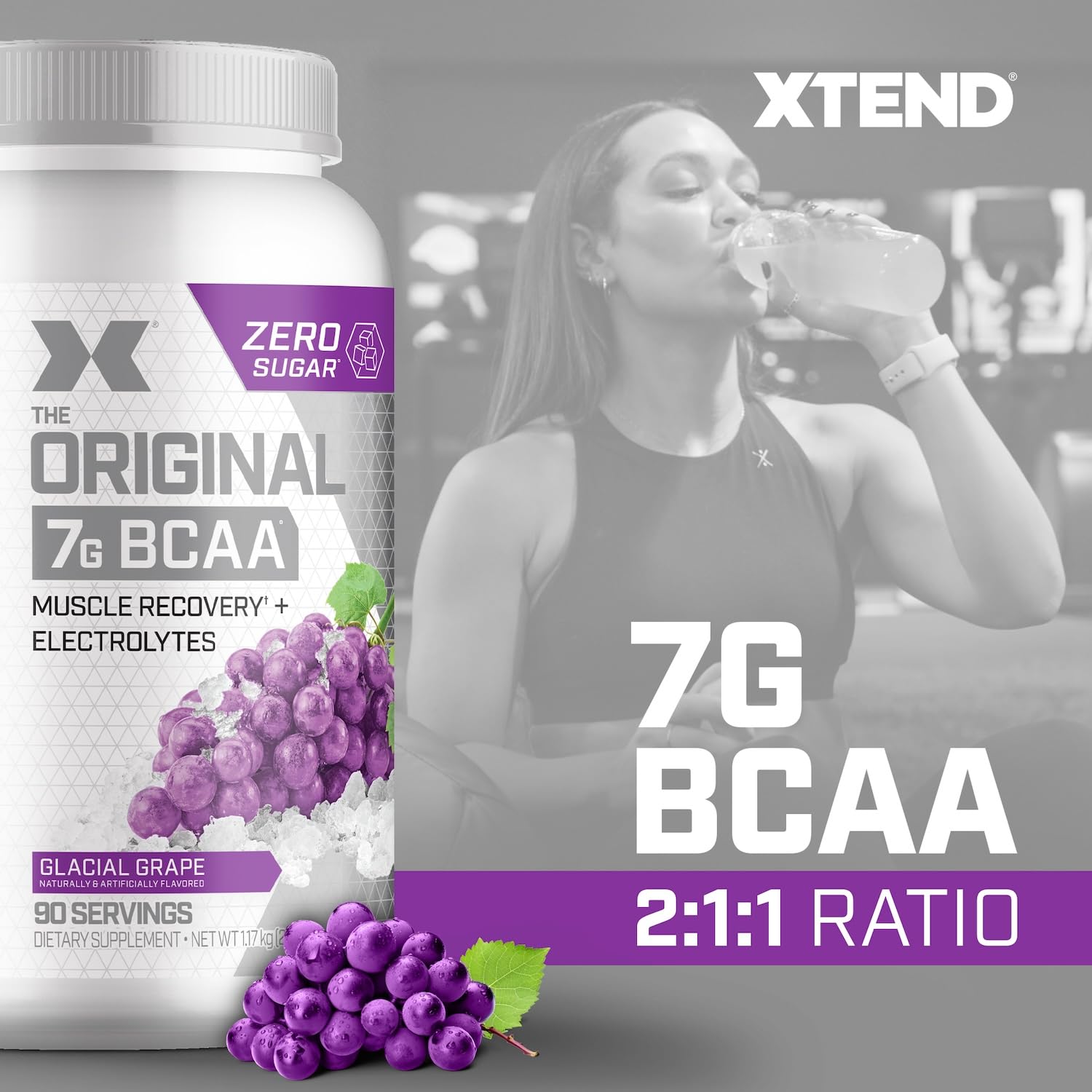 Xtend polvo cerca mostrando textura fina y fácil disolución