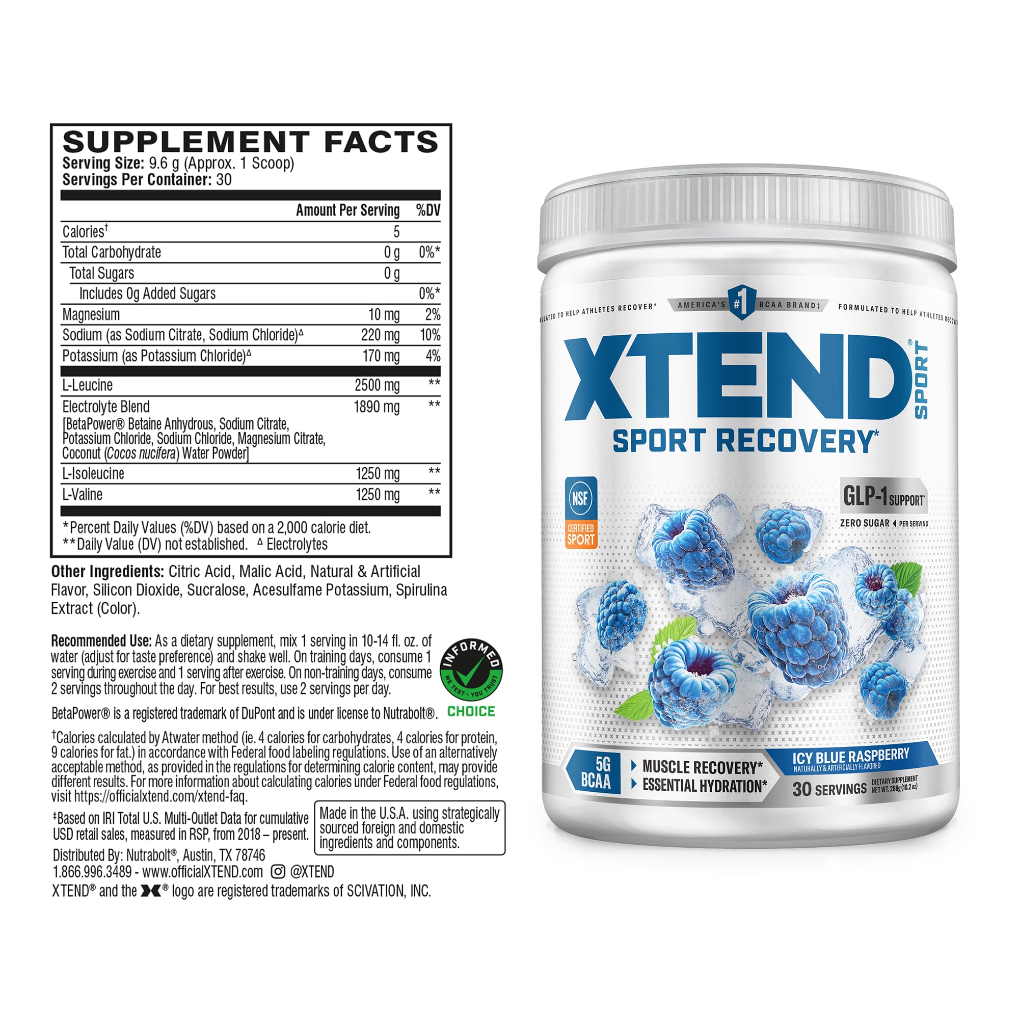 XTEND primer plano del polvo y textura en cuchara, evidencia de mezcla fina y disolución rápida