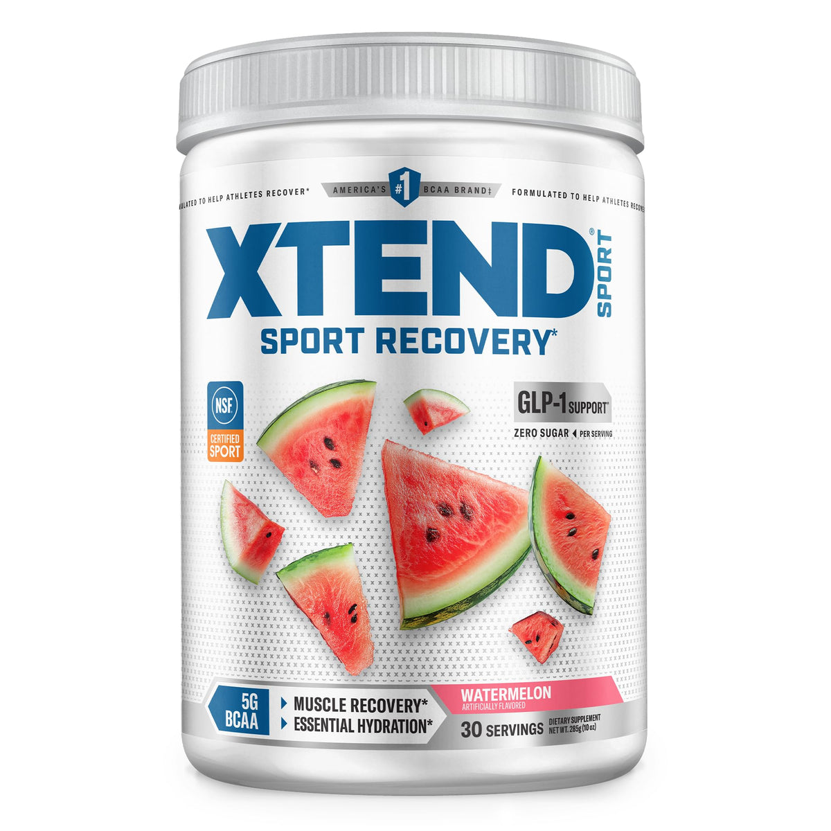 Xtend frente del envase mostrando sabor sandía y beneficios de recuperación