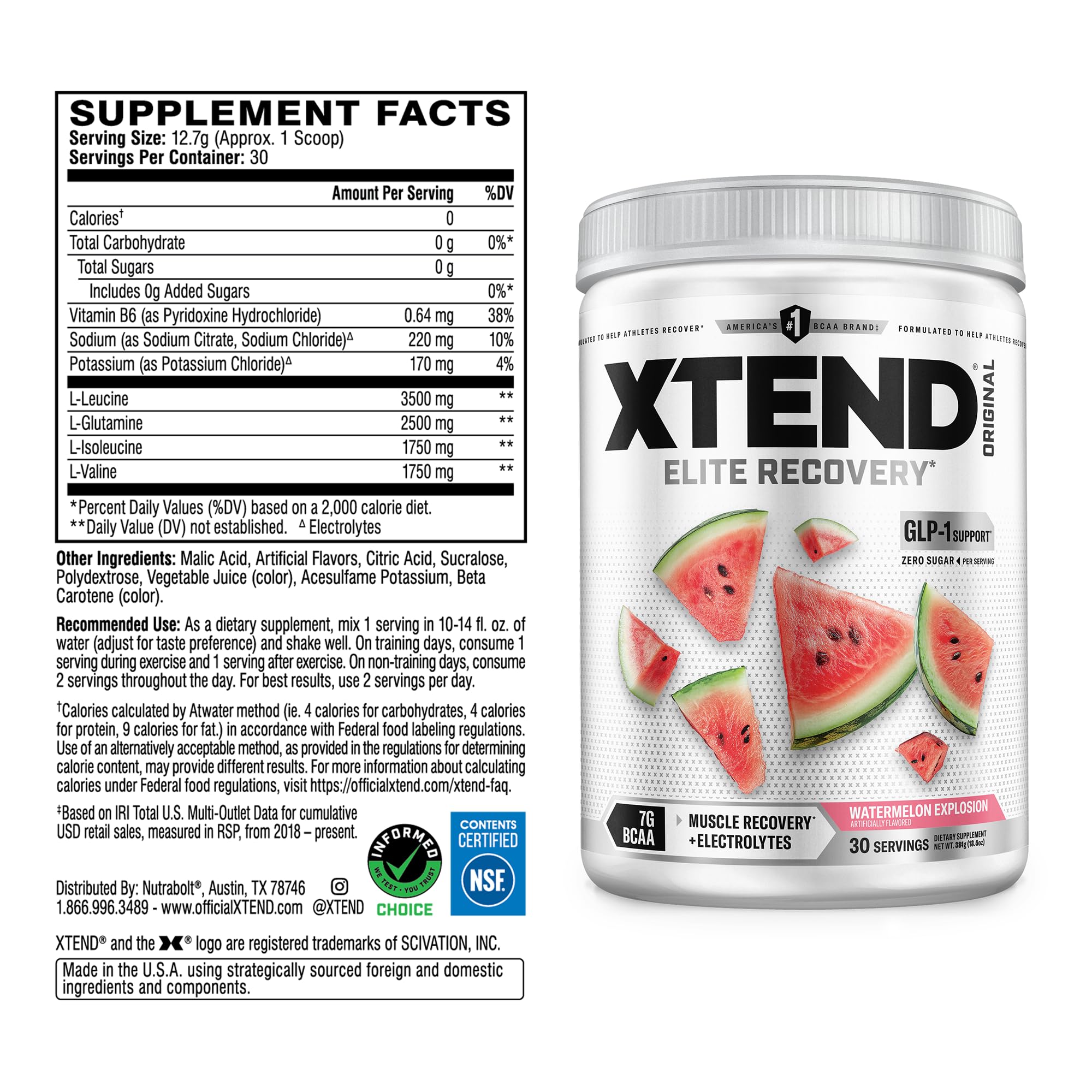 Xtend primer plano del polvo dissoluble con textura y mezcla rápida