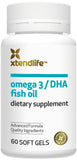 Xtendlife envase frontal mostrando 60 softgels y beneficios diarios