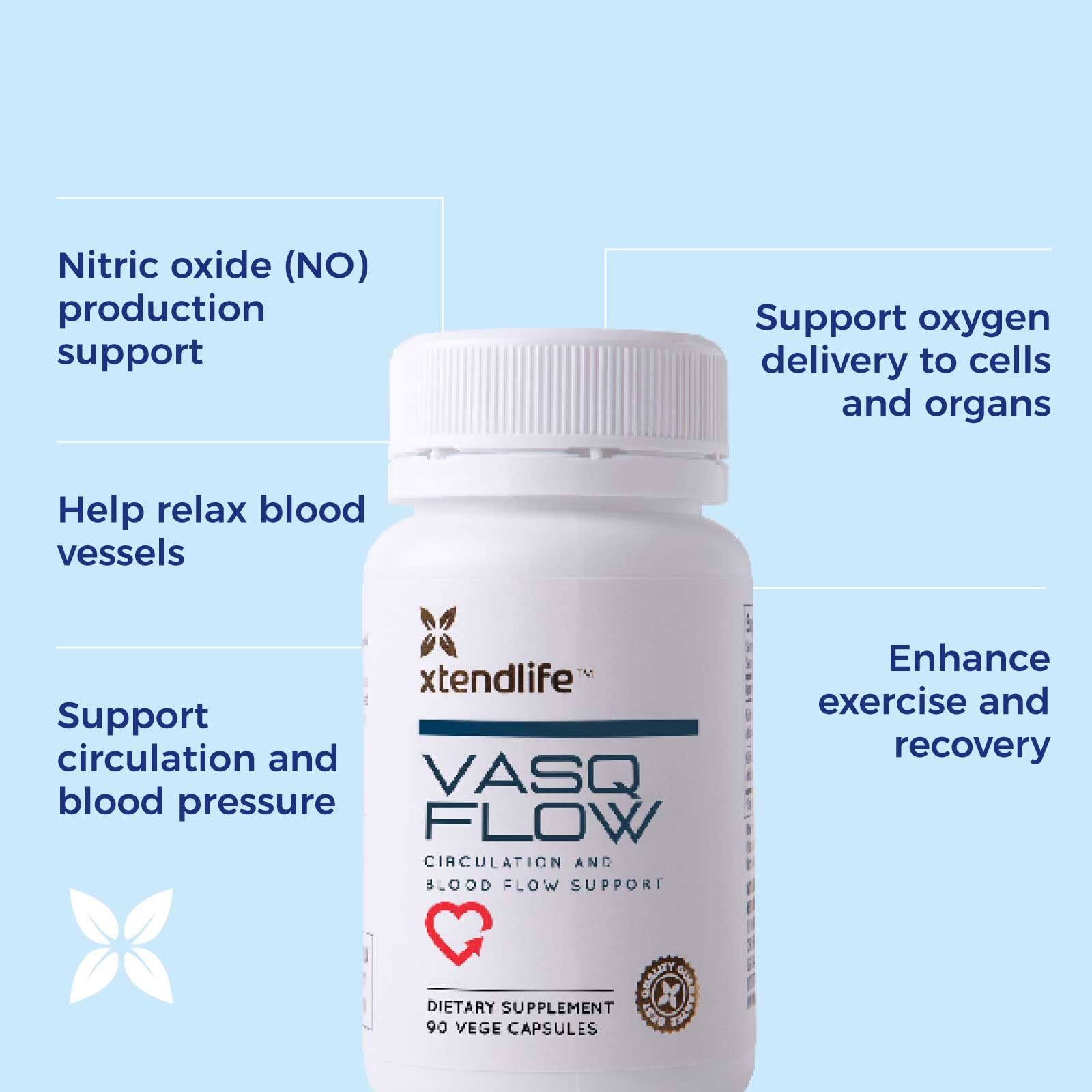 Xtendlife VasQFlow etiqueta con información nutricional, transparencia en ingredientes