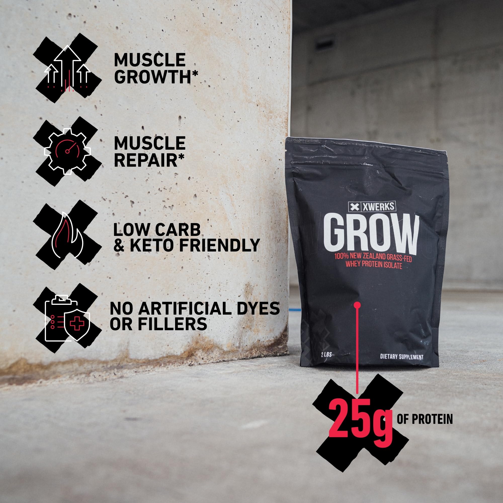 Xwerks Grow con imagen de leche nueva zelanda, origen grass-fed beneficioso