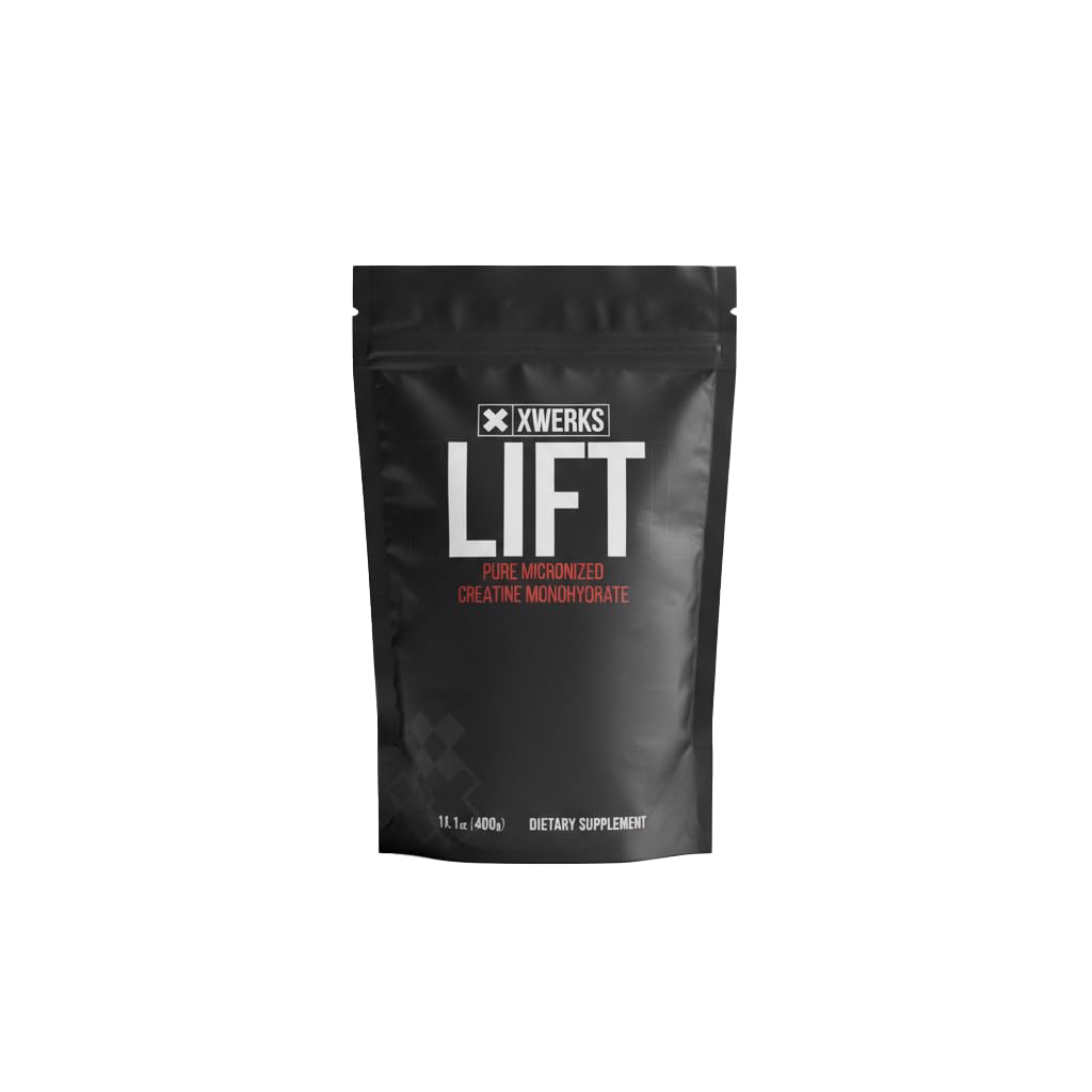 Xwerks lift frente del envase mostrando diseño y porciones disponibles