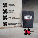 XWERKS bolsa junto a medidor ilustrando 30 porciones convenientes