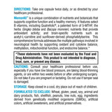 XYMOGEN etiqueta nutricional con detalle de ingredientes activos, transparencia