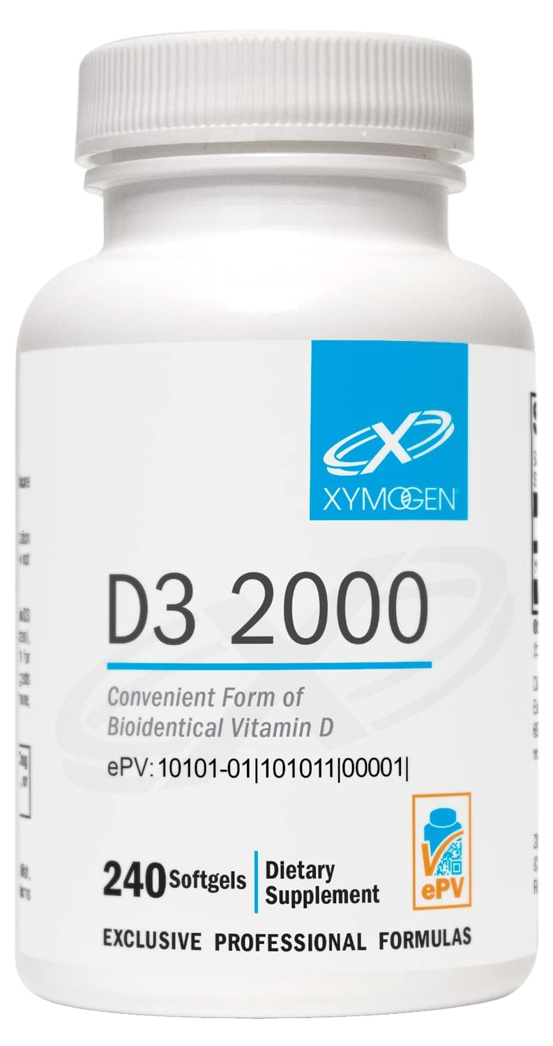 XYMOGEN botella frontal mostrando 240 softgels y dosis clara