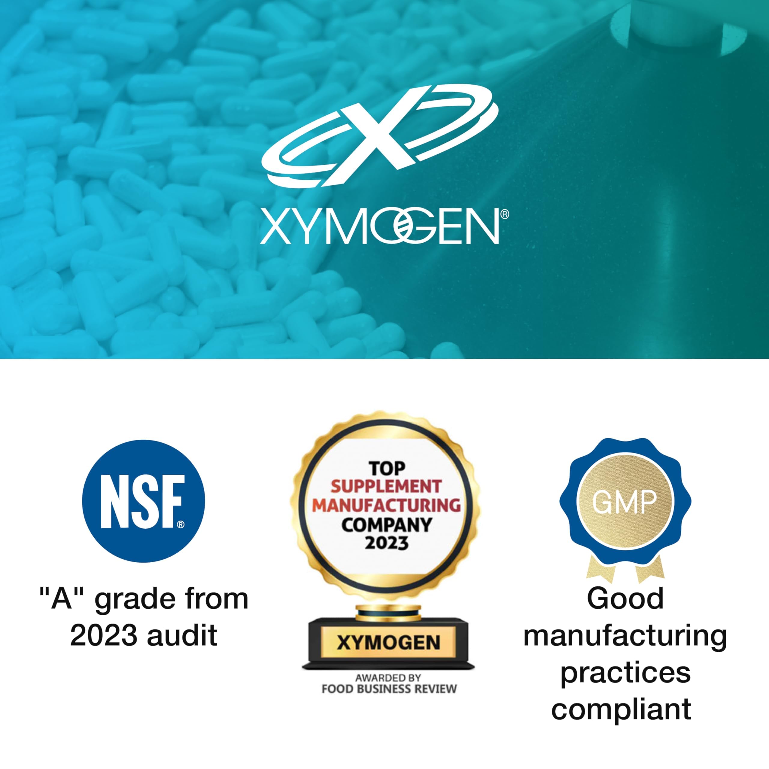 XYMOGEN etiqueta con ingredientes y beneficios libres de alérgenos