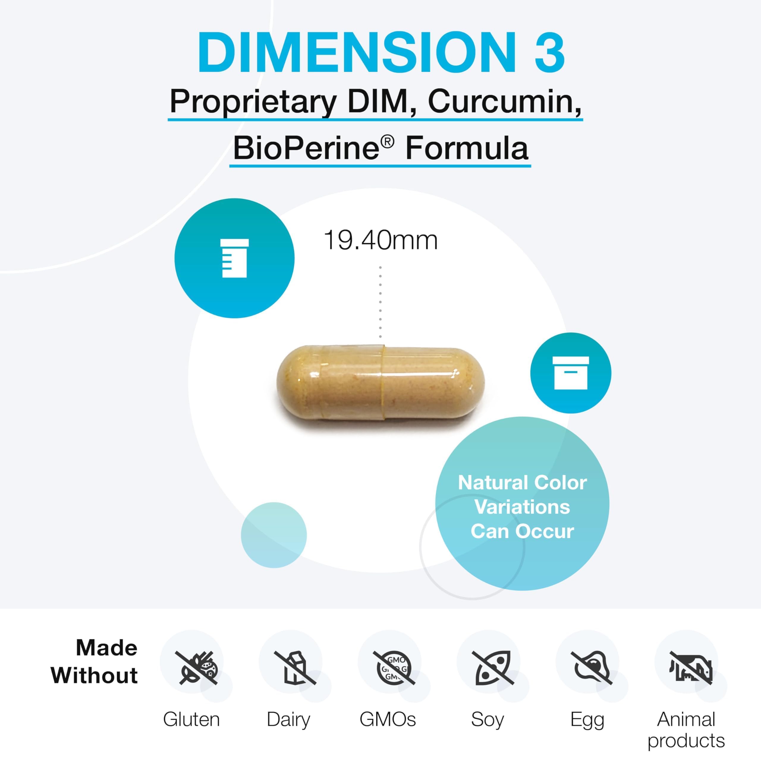 XYMOGEN etiqueta DIMension 3 primer plano, resalta ingredientes y sin gluten