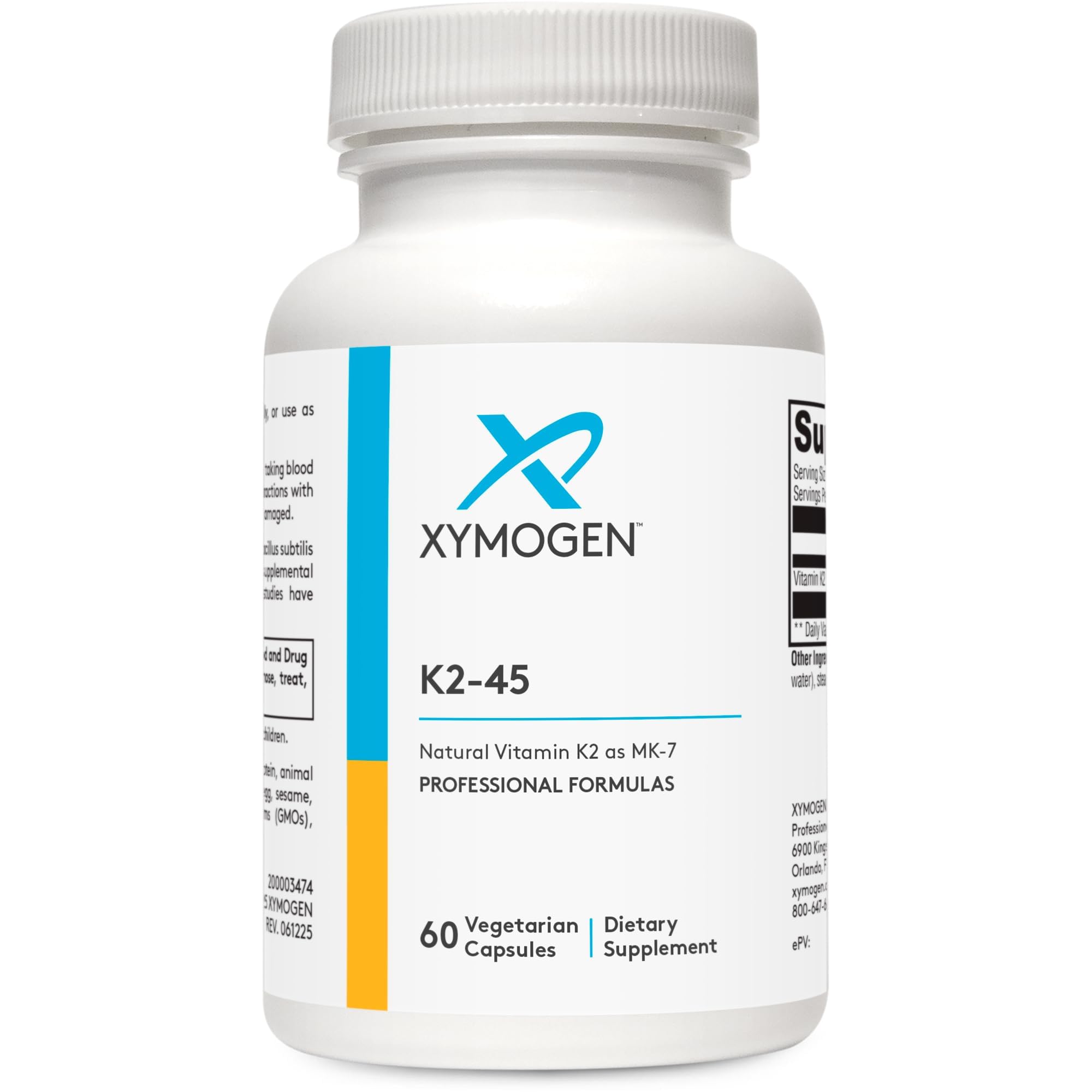 XYMOGEN etiqueta nutricional legible con información de MK-7