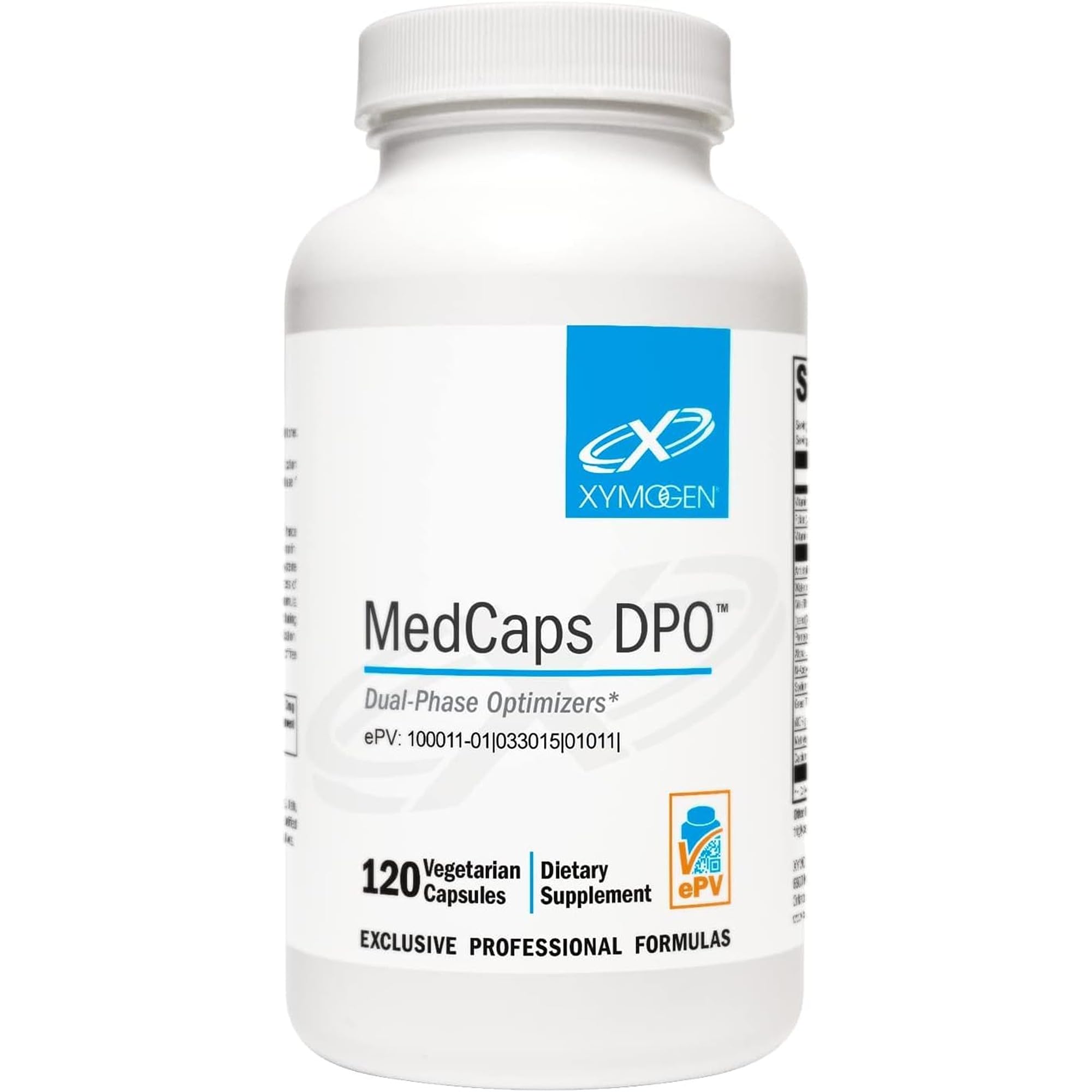 XYMOGEN envase MedCaps DPO al frente mostrando diseño y beneficios claros