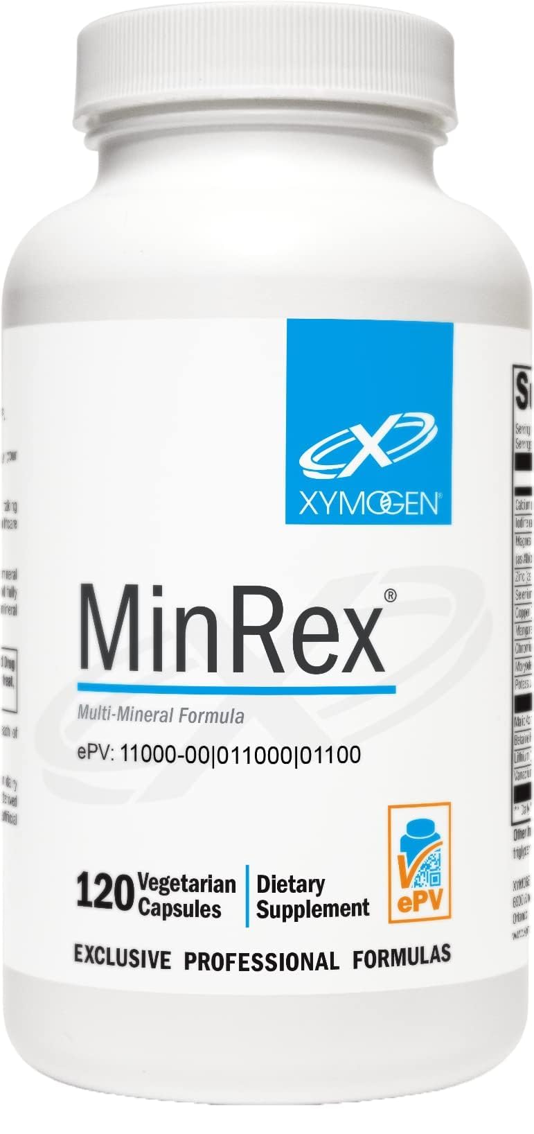 XYMOGEN MinRex vista frontal del envase mostrando tamaño y beneficios