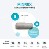 XYMOGEN MinRex tabla de ingredientes destacando minerales quelados