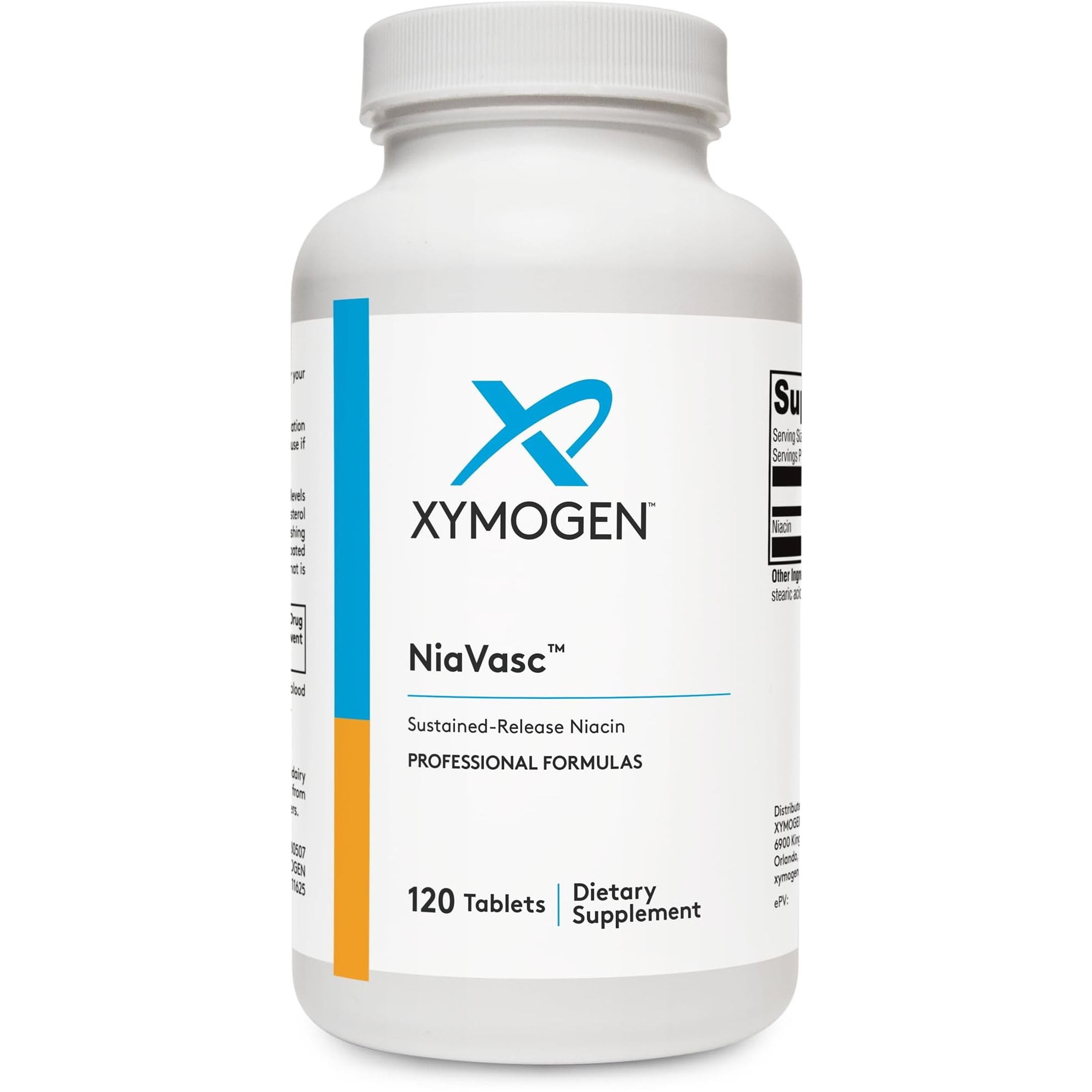 XYMOGEN NiaVasc vista frontal mostrando etiqueta y beneficios claros