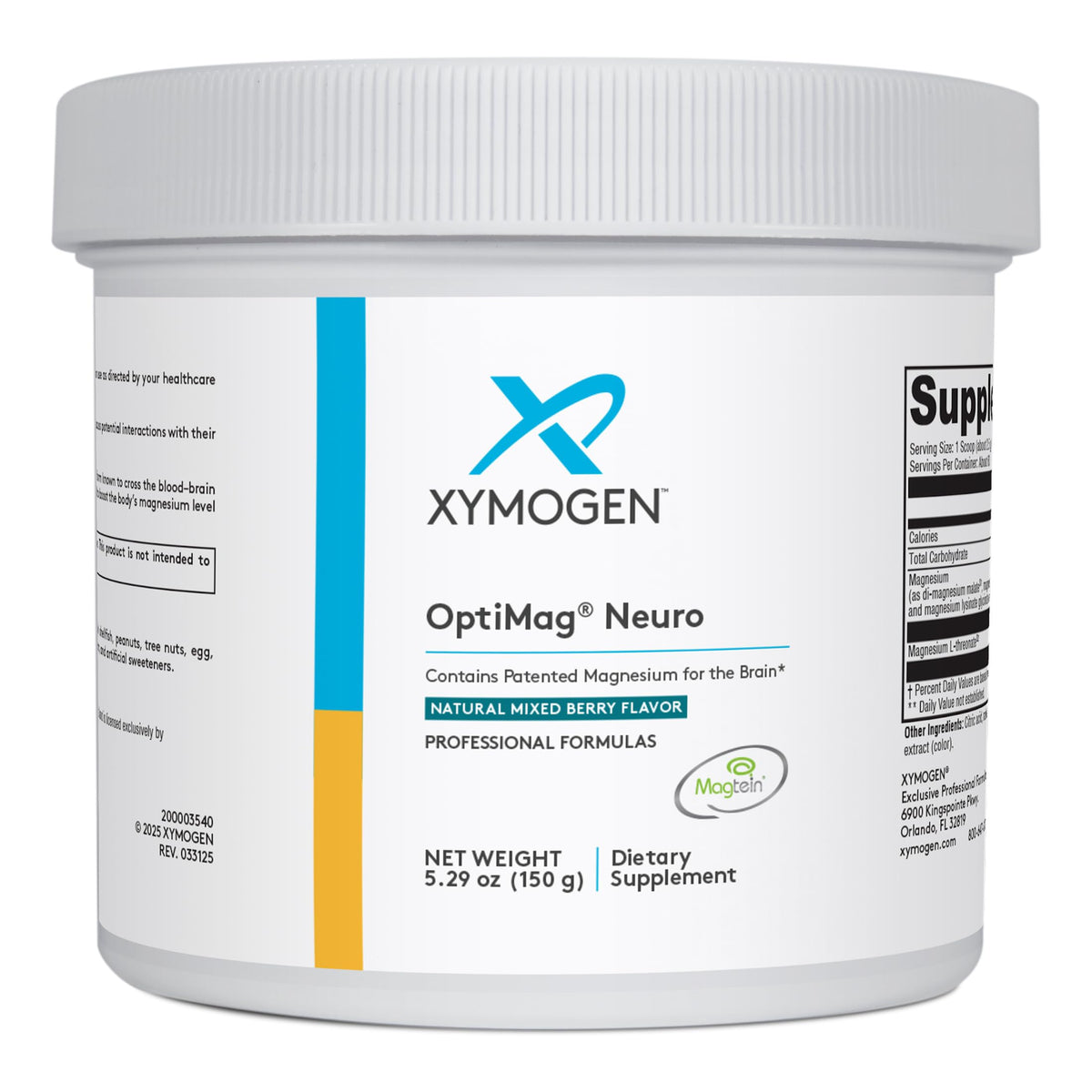 XYMOGEN envase OptiMag Neuro frontal, presentación clara y beneficio práctico