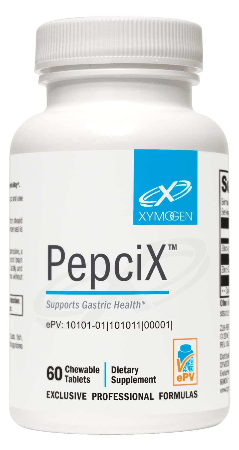 XYMOGEN PepciX frente del envase mostrando 60 tabletas y claridad en la marca