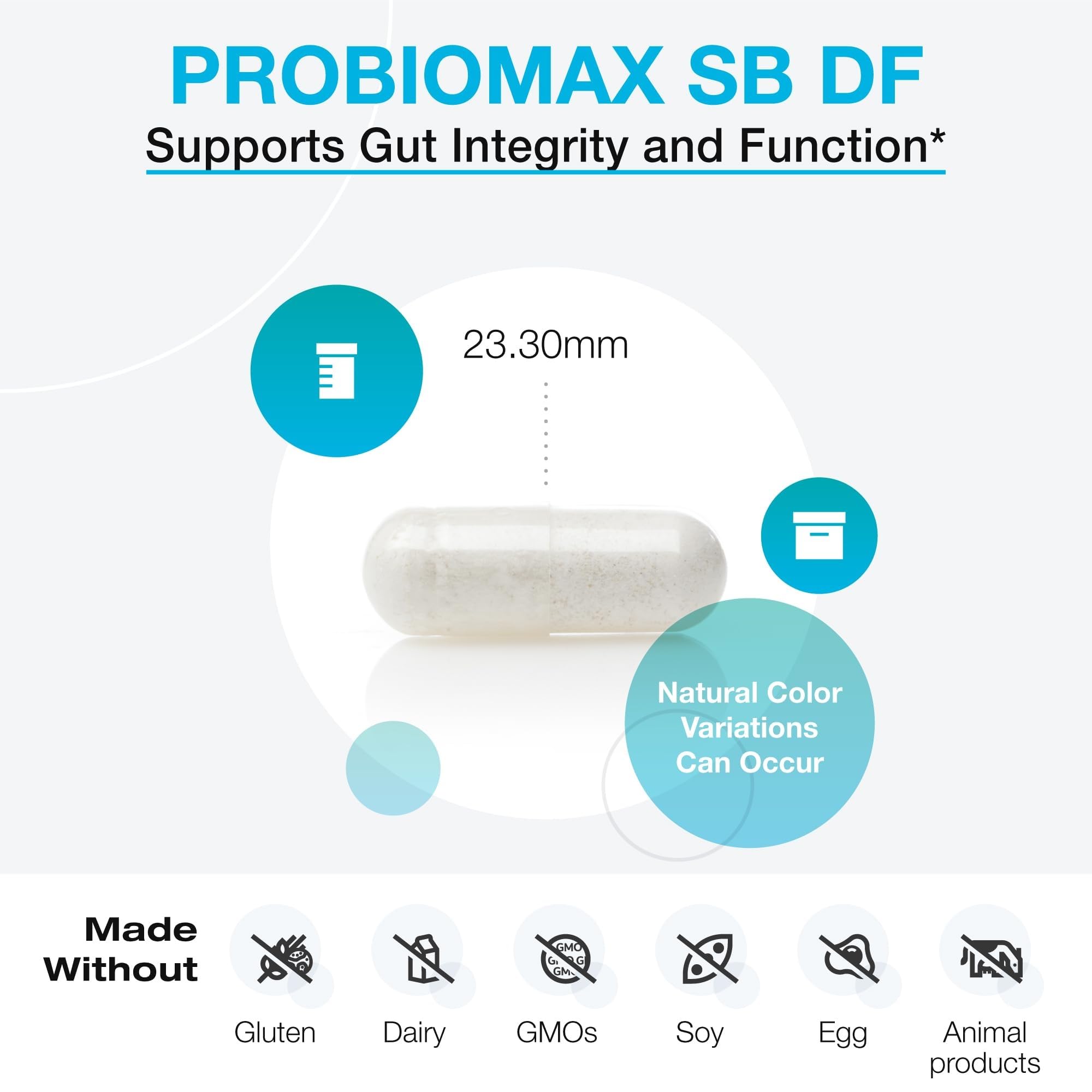 XYMOGEN cápsula abierta con polvo probiótico mostrando formulación potente