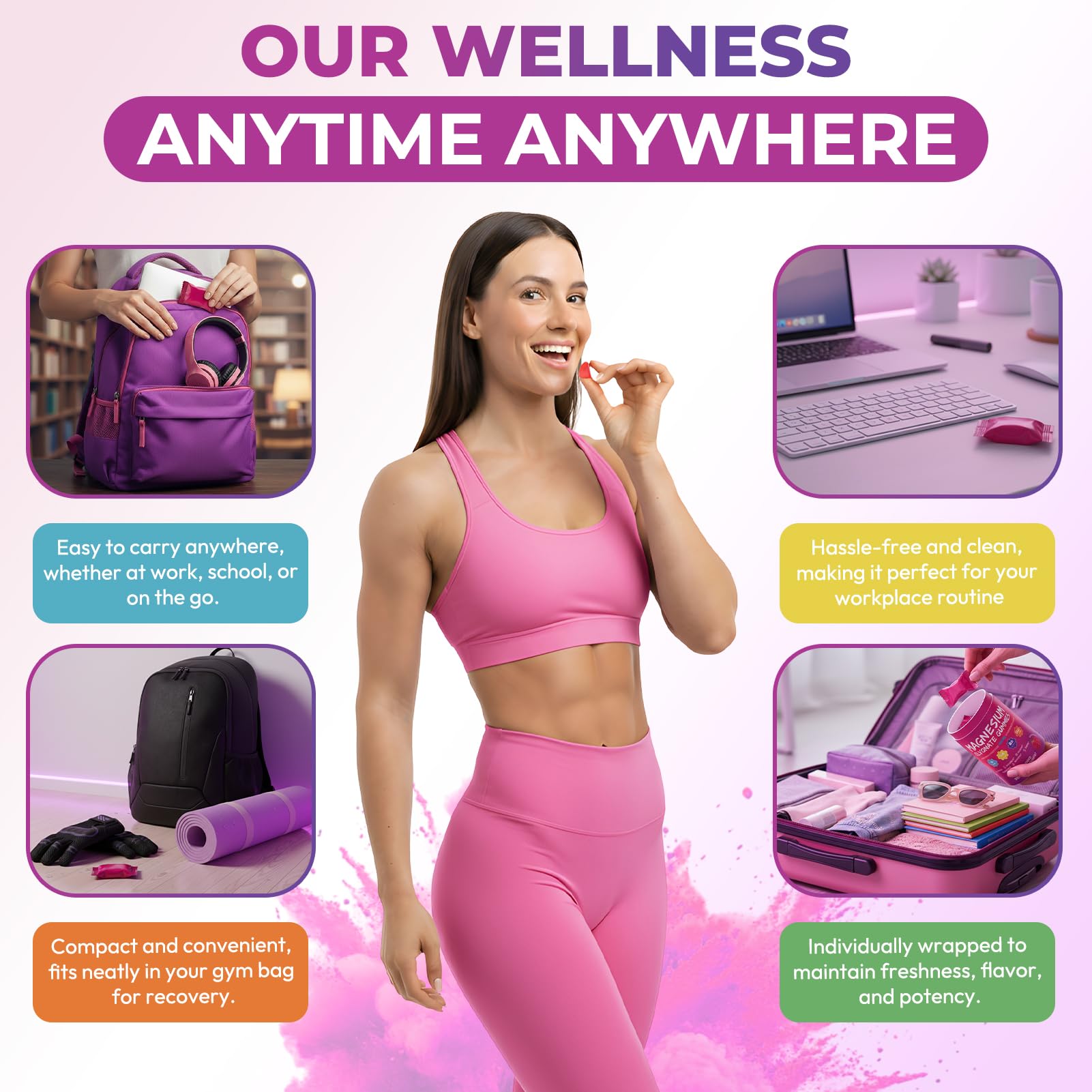 Xytora gominolas en bolsa de gimnasio mostrando portabilidad