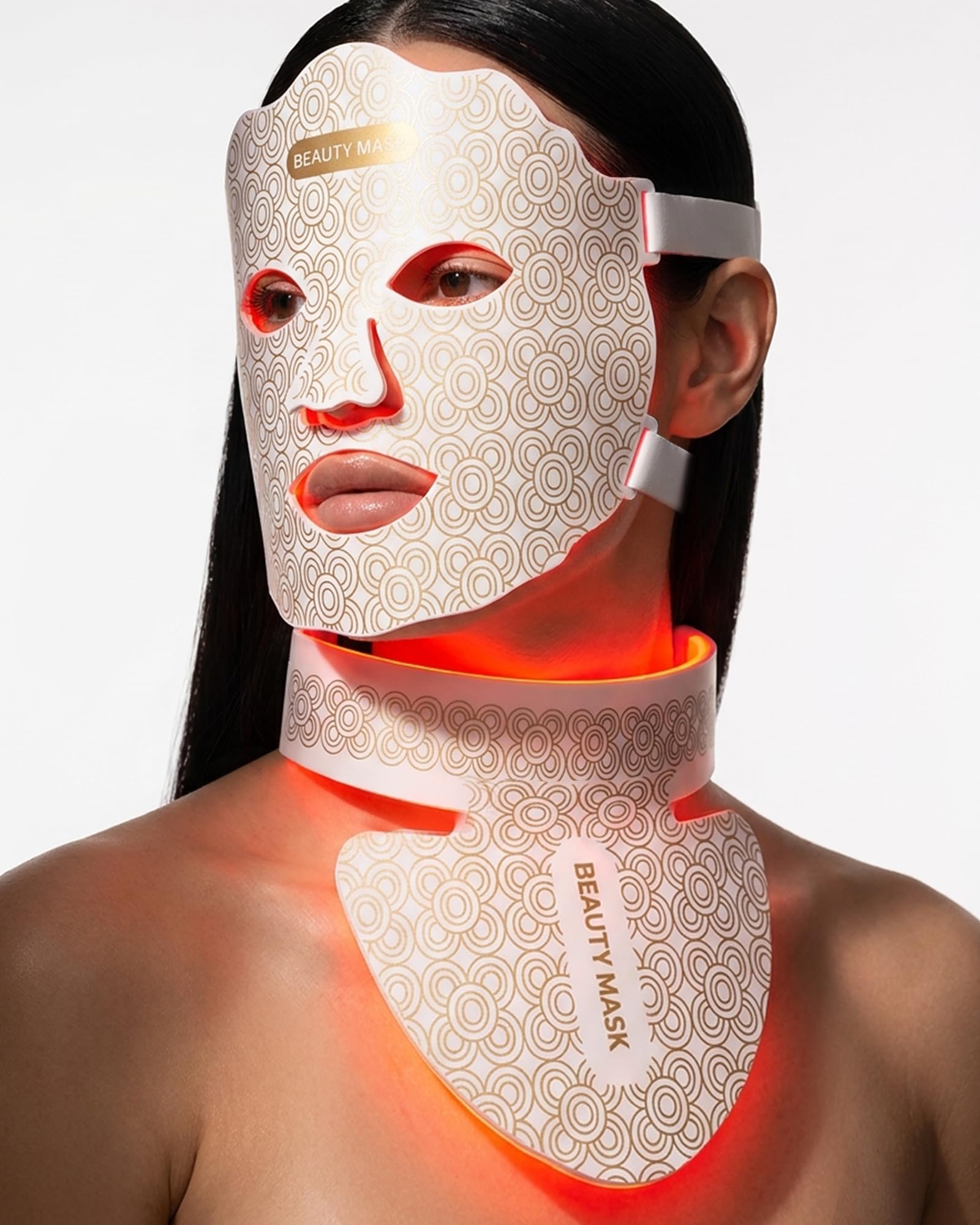Yarrasonic mascarilla frontal mostrando LEDs y cobertura uniforme