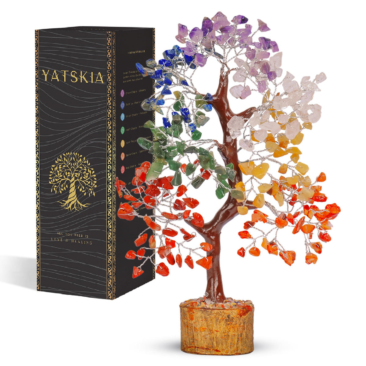 YATSKIA vista frontal del árbol de cristales mostrando colores y diseño