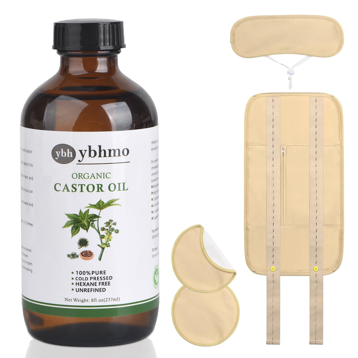 YBHMO botella de aceite de ricino en vidrio ámbar protege y conserva
