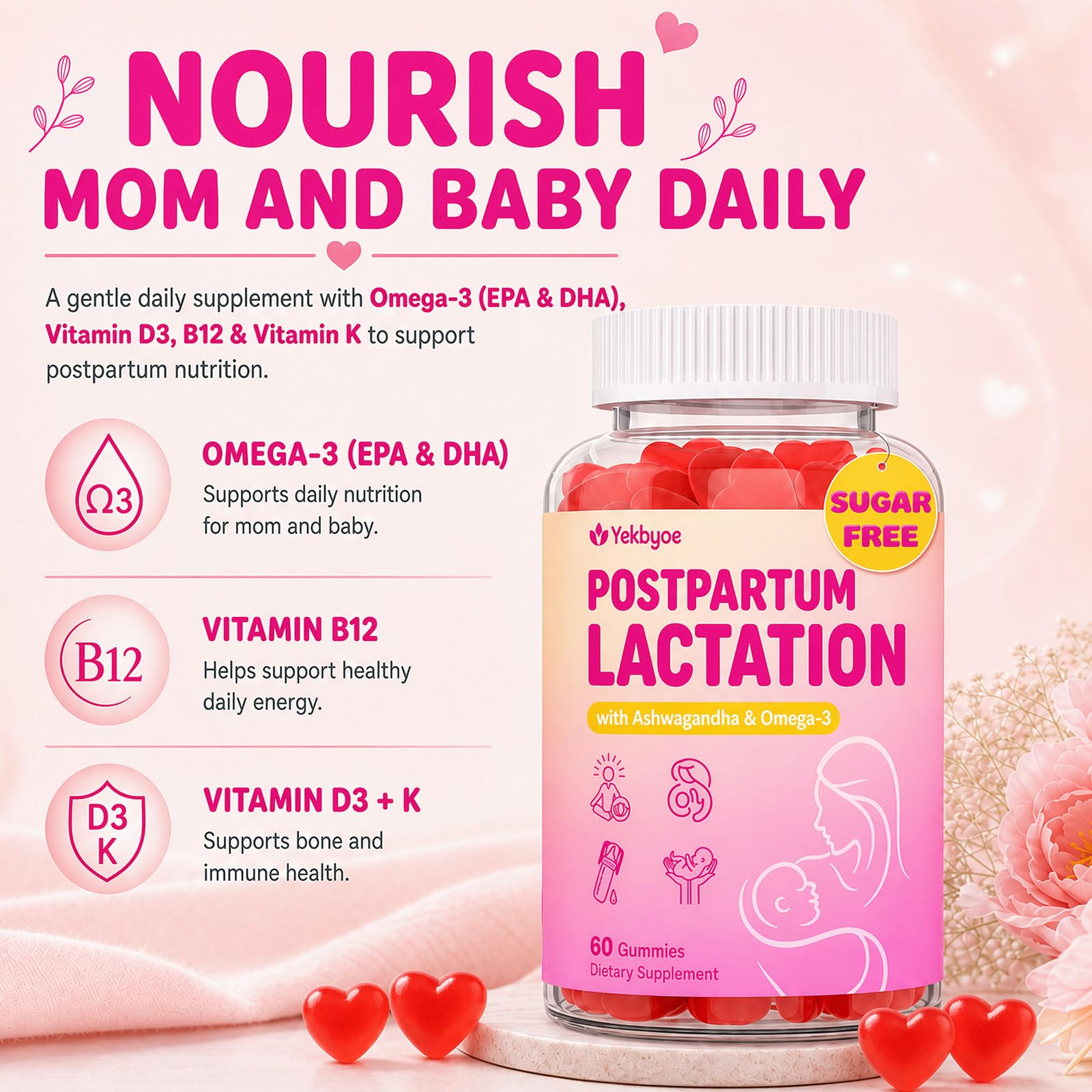 YEKBYOE detalle de etiqueta con ingredientes que promueven la lactancia