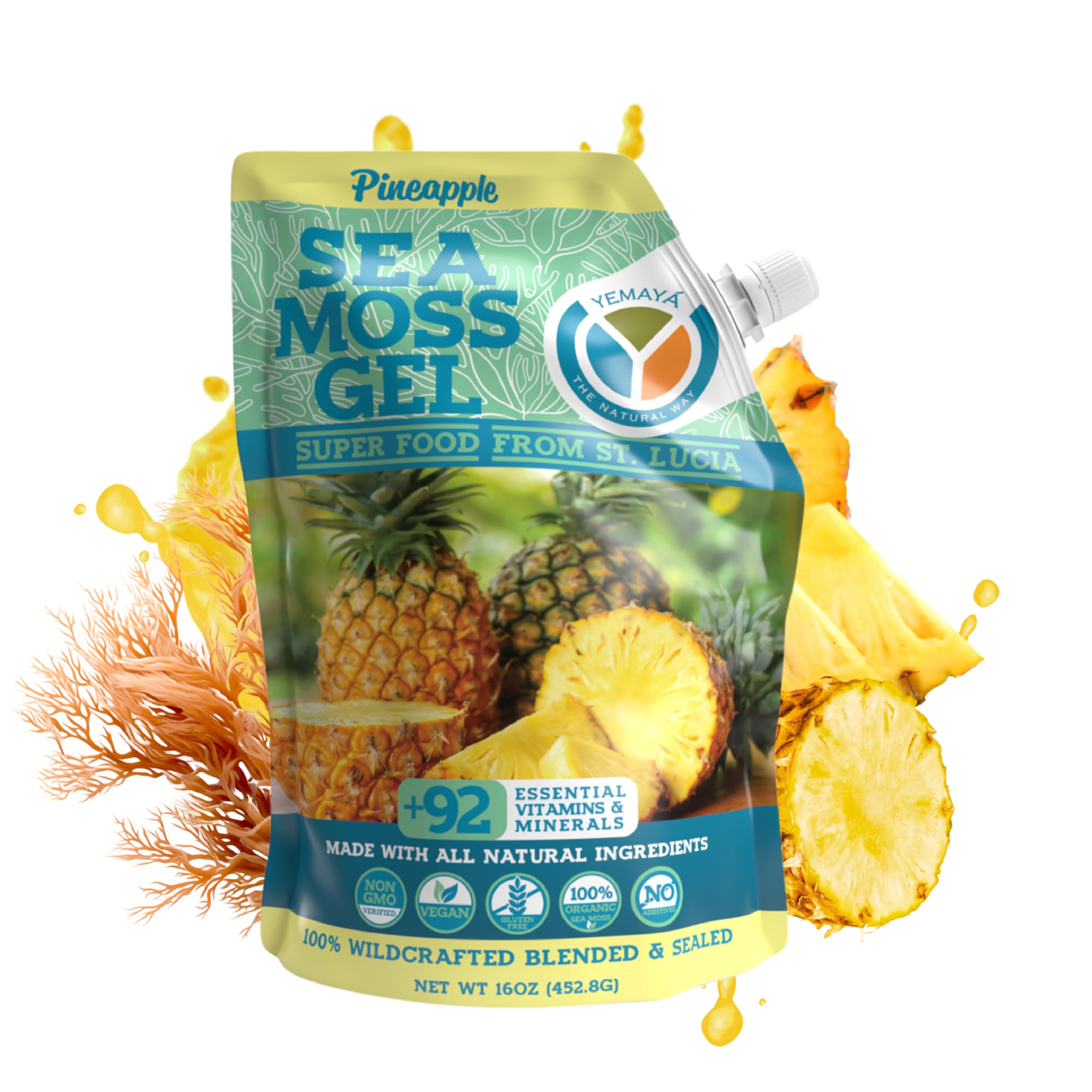 YEMAYA gel de piña vista frontal con tapa, práctico y listo para usar