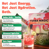 Yerba Magic sobre abierto mostrando el polvo instantáneo y facilidad de mezcla
