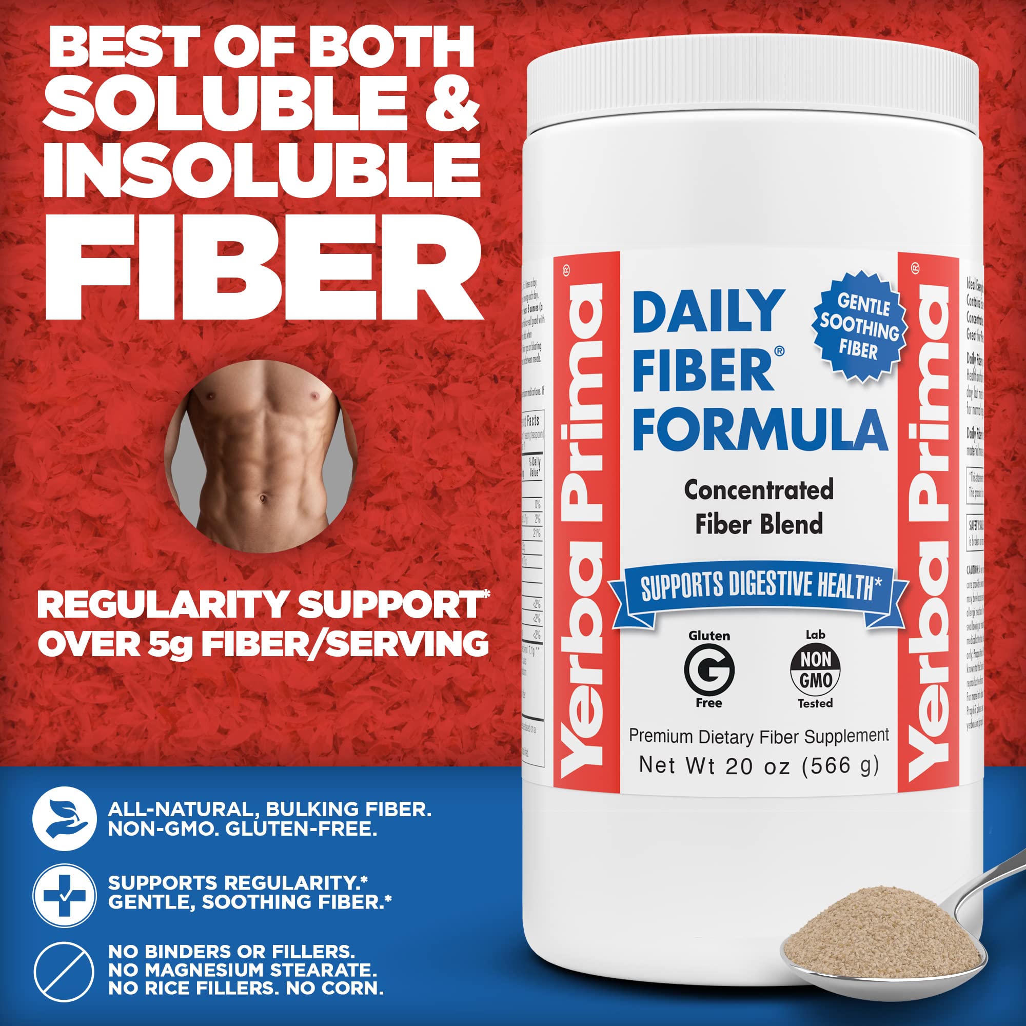 Detalle de cáscara de psyllium Yerba Prima, fuente de fibra soluble e insoluble
